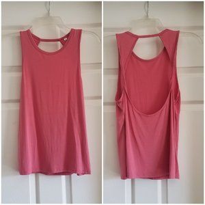 Pink Open Back Soft Active Tank Top Small
